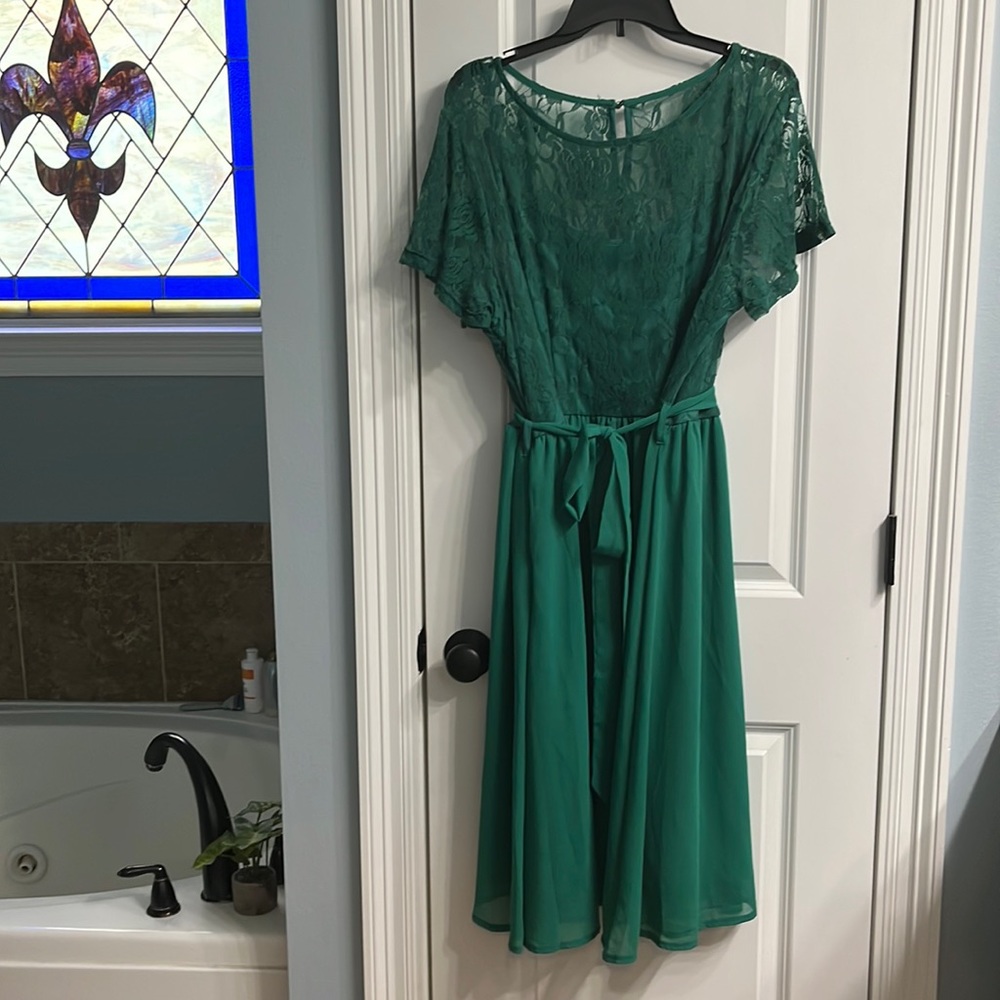Green Lace And Chiffon Dress